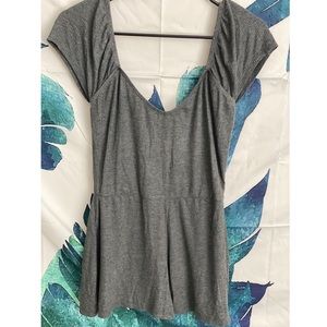 LA Hearts Ribbed Grey Romper